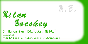 milan bocskey business card